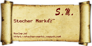 Stecher Markó névjegykártya